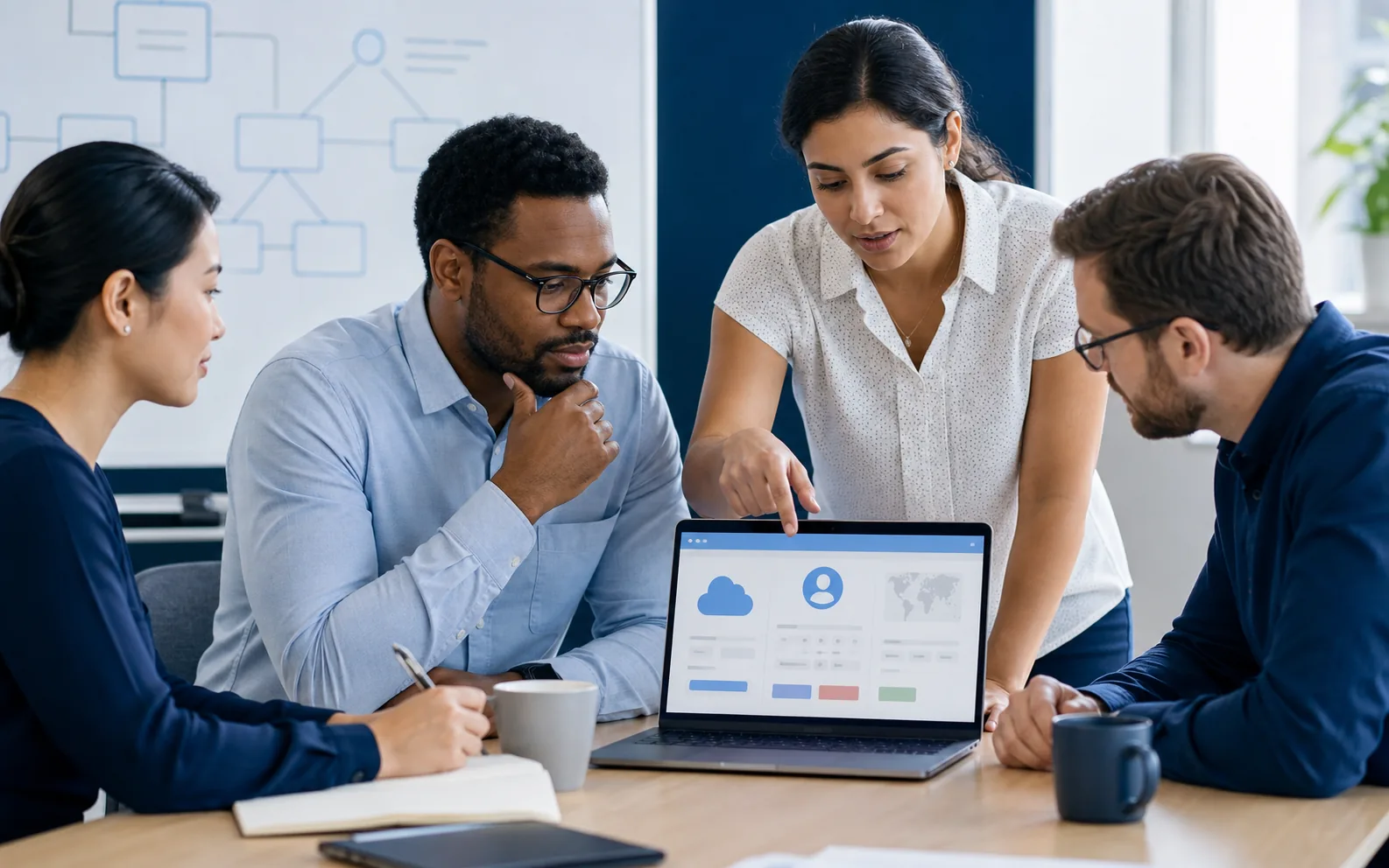 An office team practicing verification of a suspicious cloud sign-in request during a security exercise