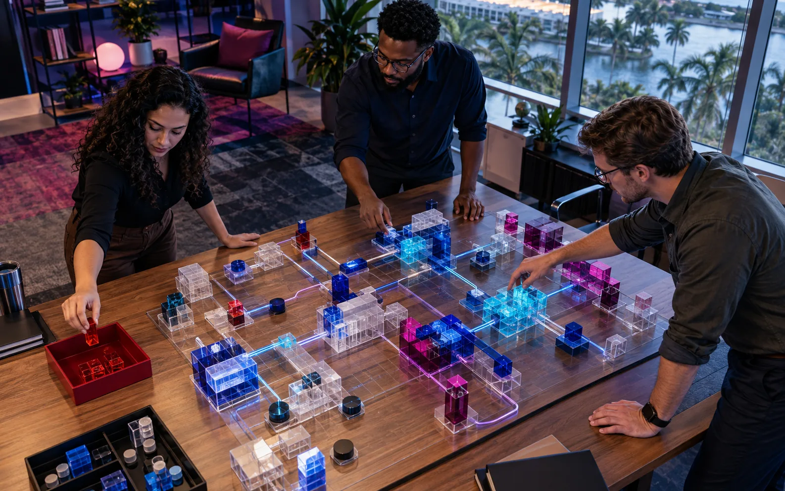Central Florida software team tracing cloud access-token lifecycles through a physical architecture model.